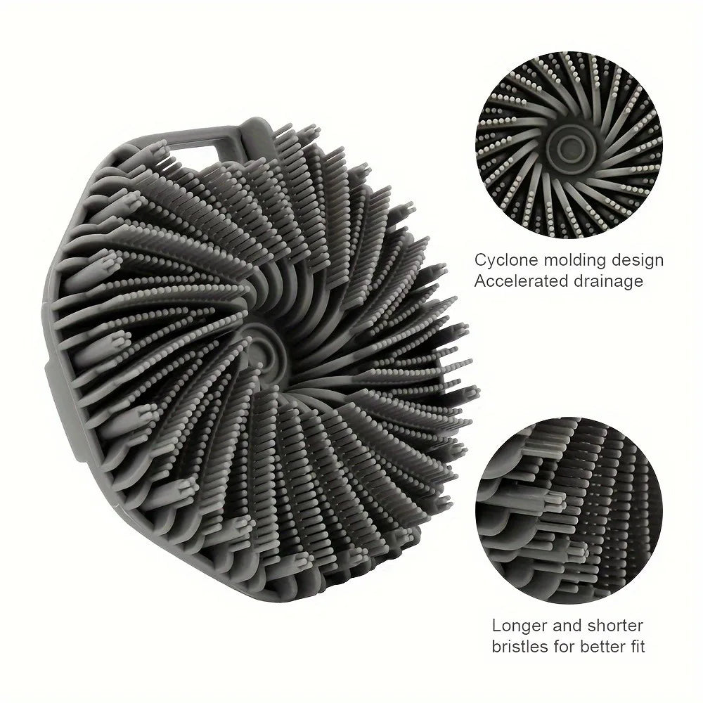 Soft Silicone Back Brush With Handle For Gentle Exfoliating Care