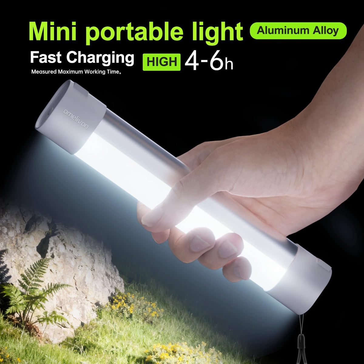 Aluminum Alloy Magnetic Charging Camping Light 18.5cm 2000Mah USB Rechargeable Led Emergency Light 5 Modes High Brightness Medium Brightness Strobe Red Light Power Outage Emergency Garage Tent Warehouse Lighting