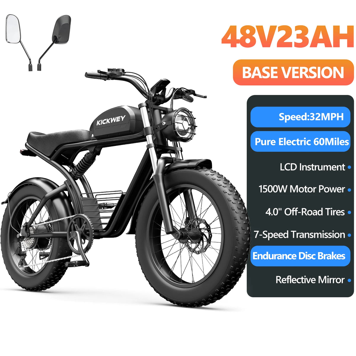 Kickwey K7 Pro Powerful Electric Fat Tire Mountain Bike