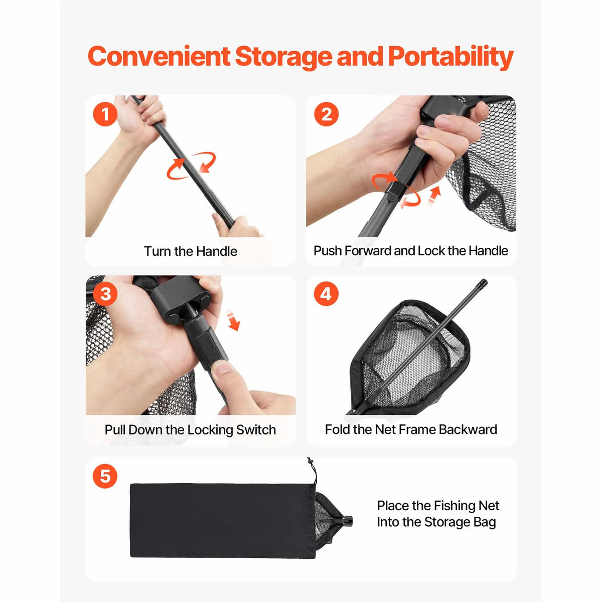 SucceBuy Foldable Telescopic Fishing Net With Aluminum Frame