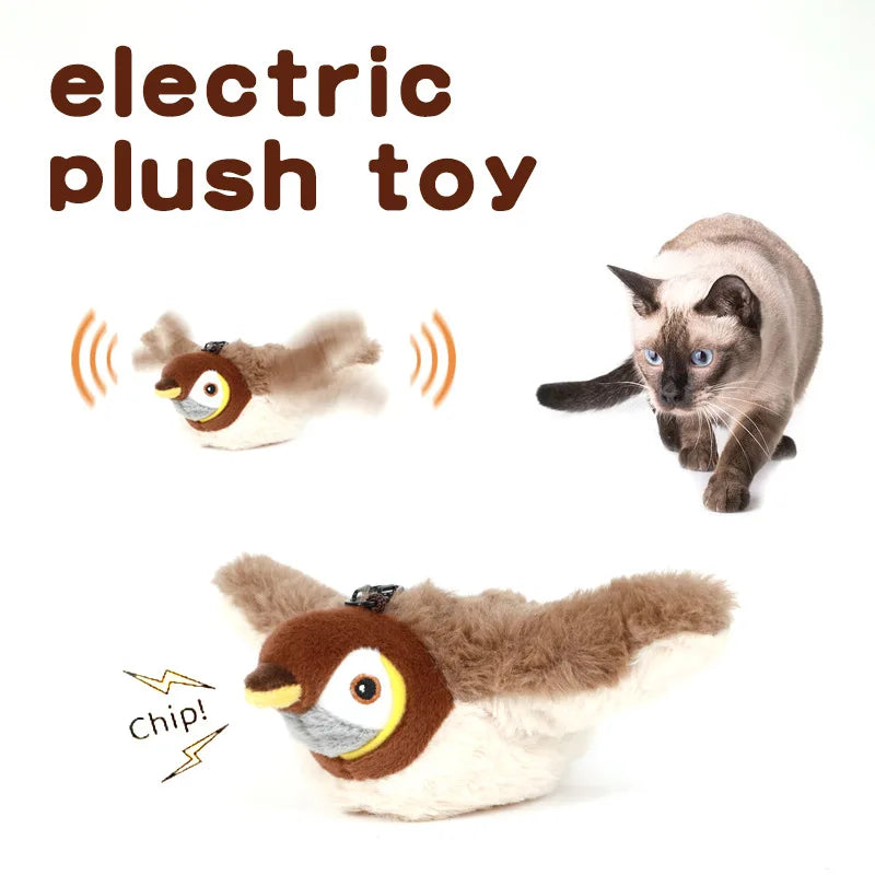 Interactive Chirping And Flapping Bird Plush Toy For Cats