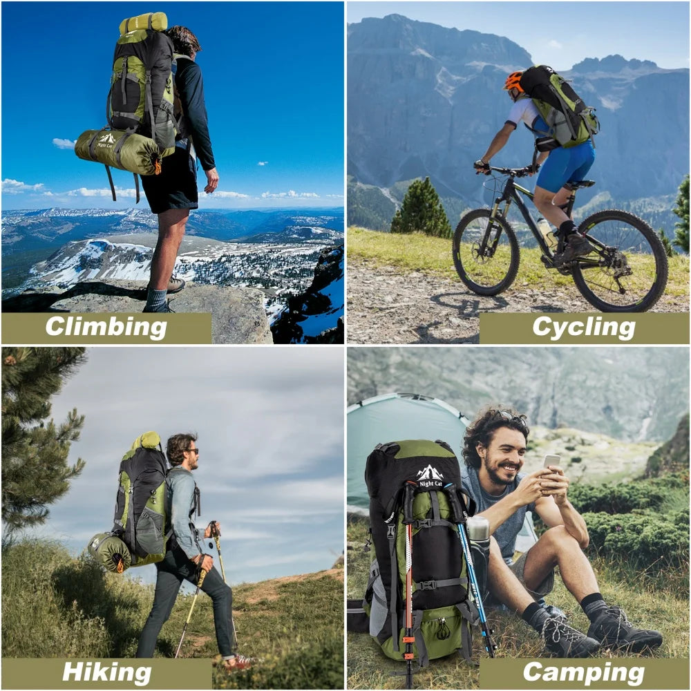 Night Cat Lightweight Hiking Backpack With Rain Cover Camping Travel