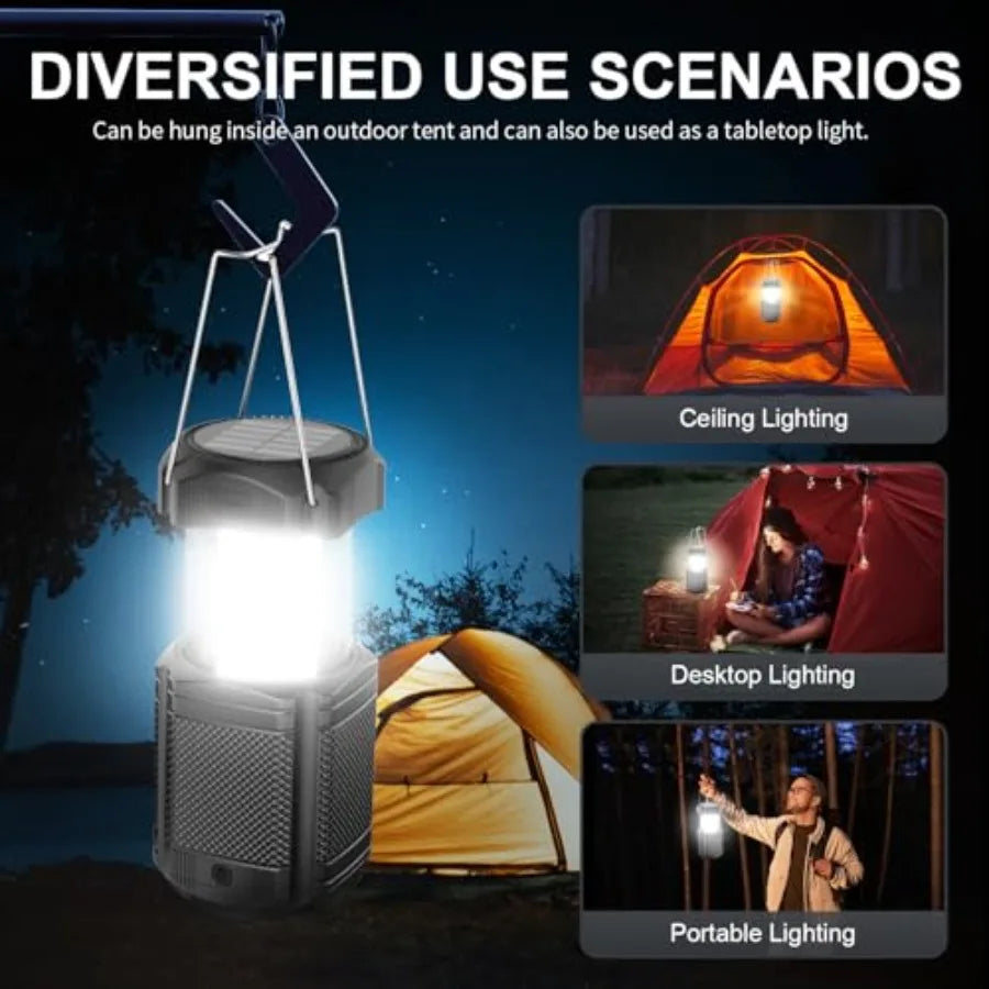 Solar Powered Hand Crank Portable Camping Lantern With USB Charger