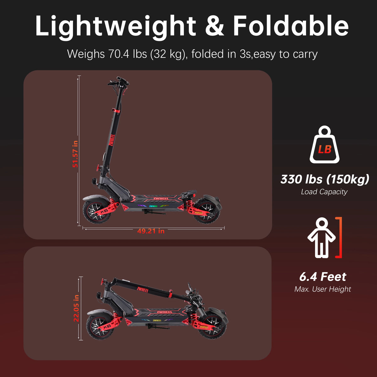 ZWHEEL D3 Dual Motor Electric Scooter With All Wheel Drive