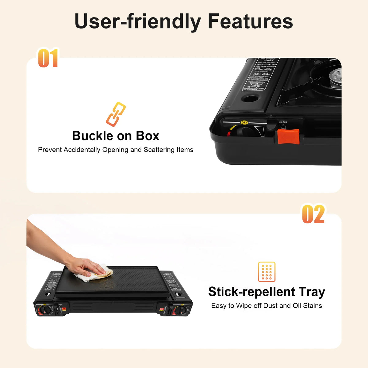 Portable Dual Burner Gas Stove For Outdoor Camping And Picnic