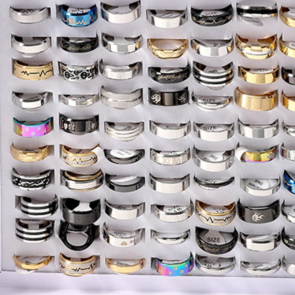 Stainless Steel Rhinestone Wedding Rings Mixed Style Fashion Jewelry Set