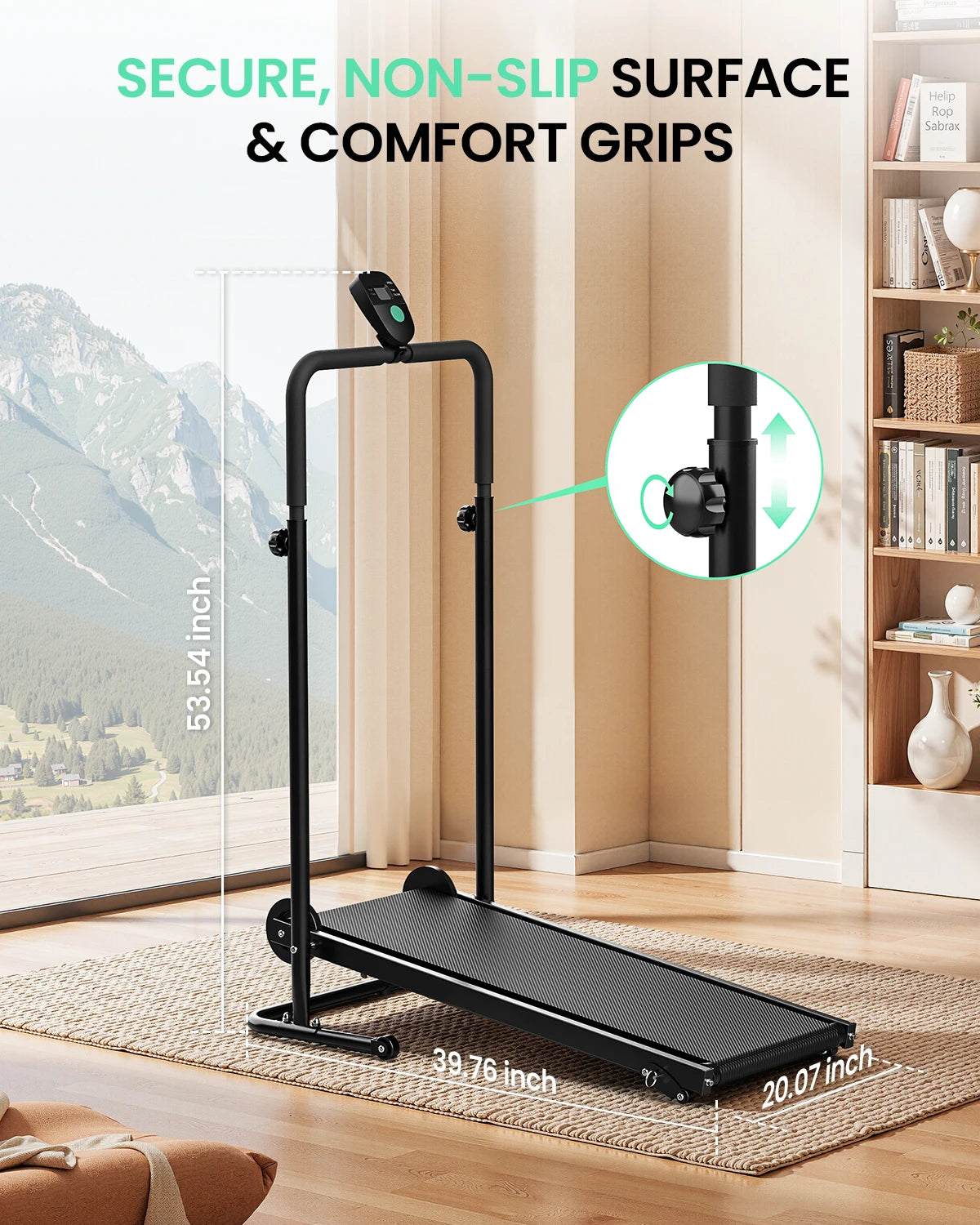 AKLUER Folding Mechanical Treadmill With Dual Flywheel And Fixed Incline