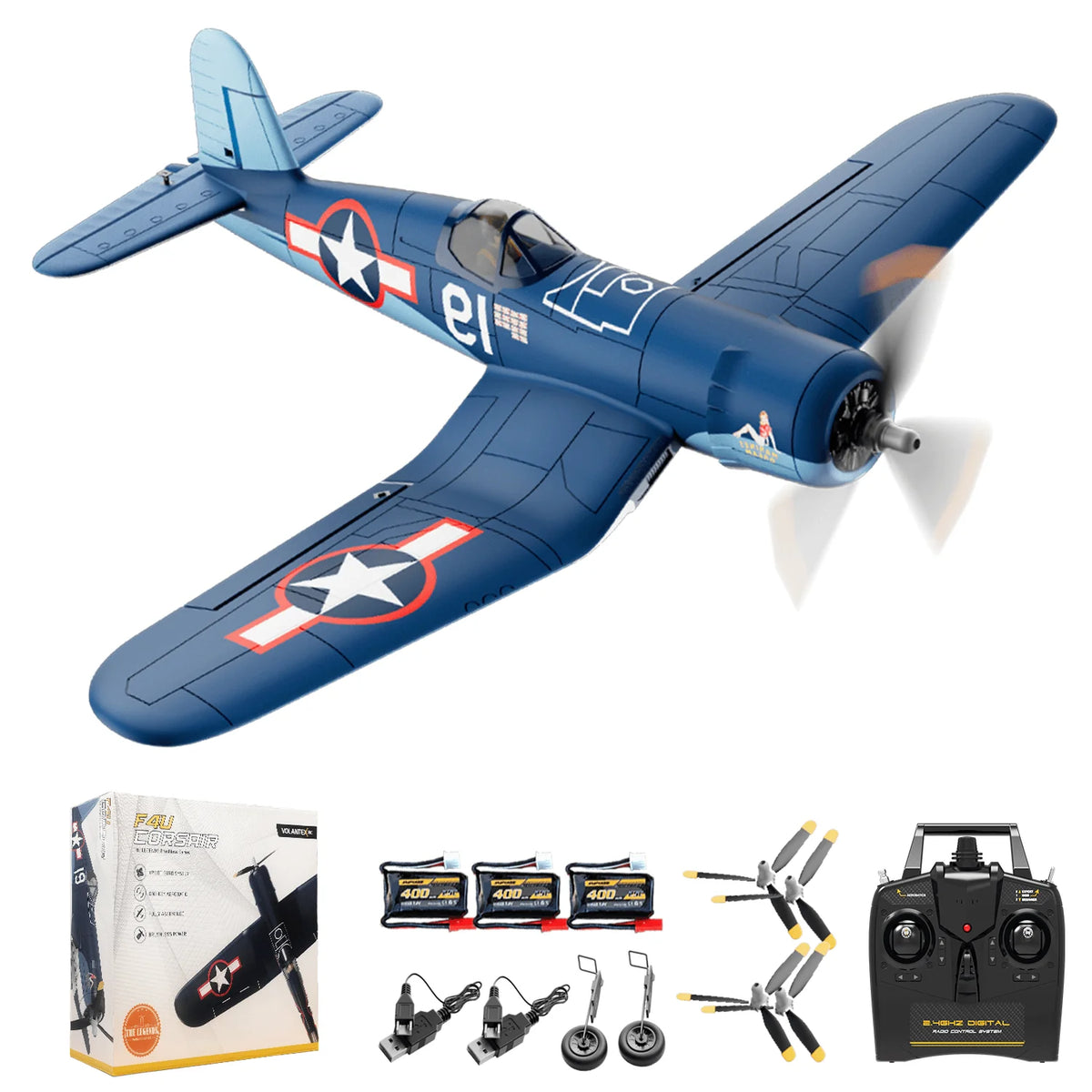 Volantexrc F4U Corsair Brushless RC Plane With One Key Aerobatics