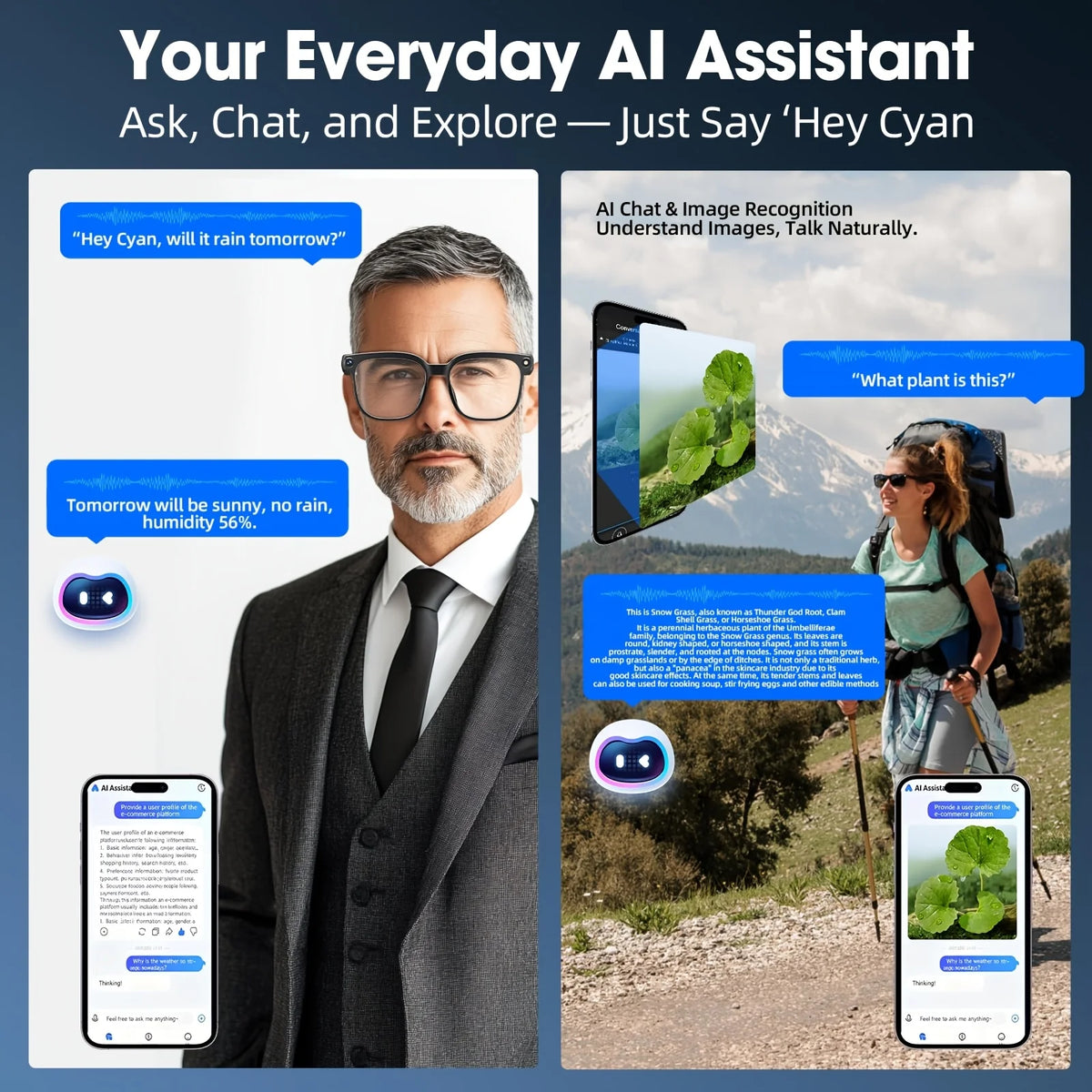 Smart Camera Glasses With HD Video Translation And Voice Assistant