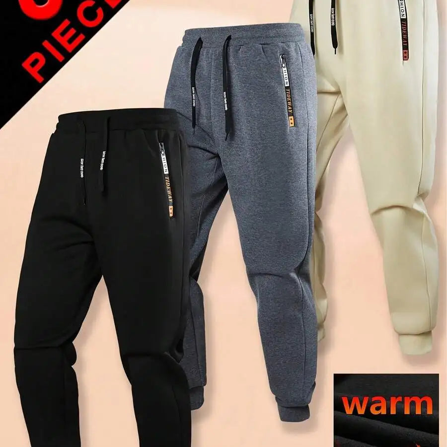 Warm Fleece Lined Mens Casual Jogger Pants Set Of Three