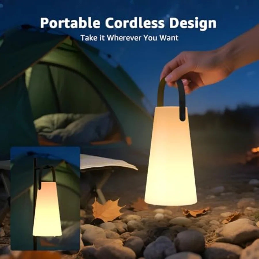 Outdoor Lanterns, Rechargeable Cordless Outdoor Table Lamp with IP44 Water-Resistant, Battery Operated Portable Hanging Outdoor