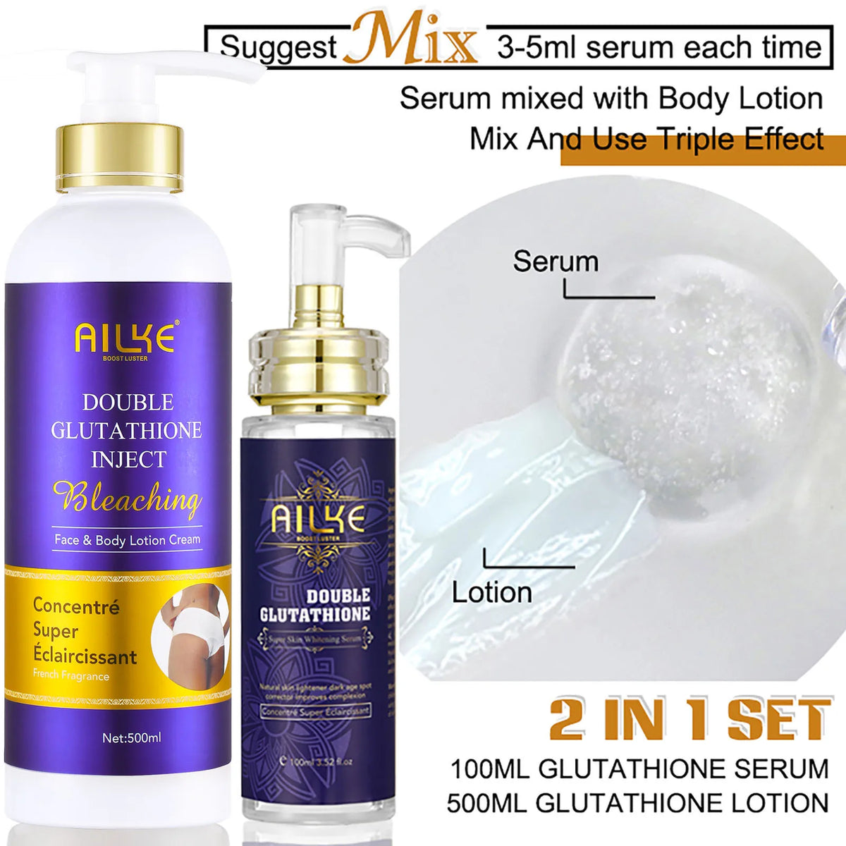 AILKE Glutathione Skin Care Set With Brightening Soap And Cream