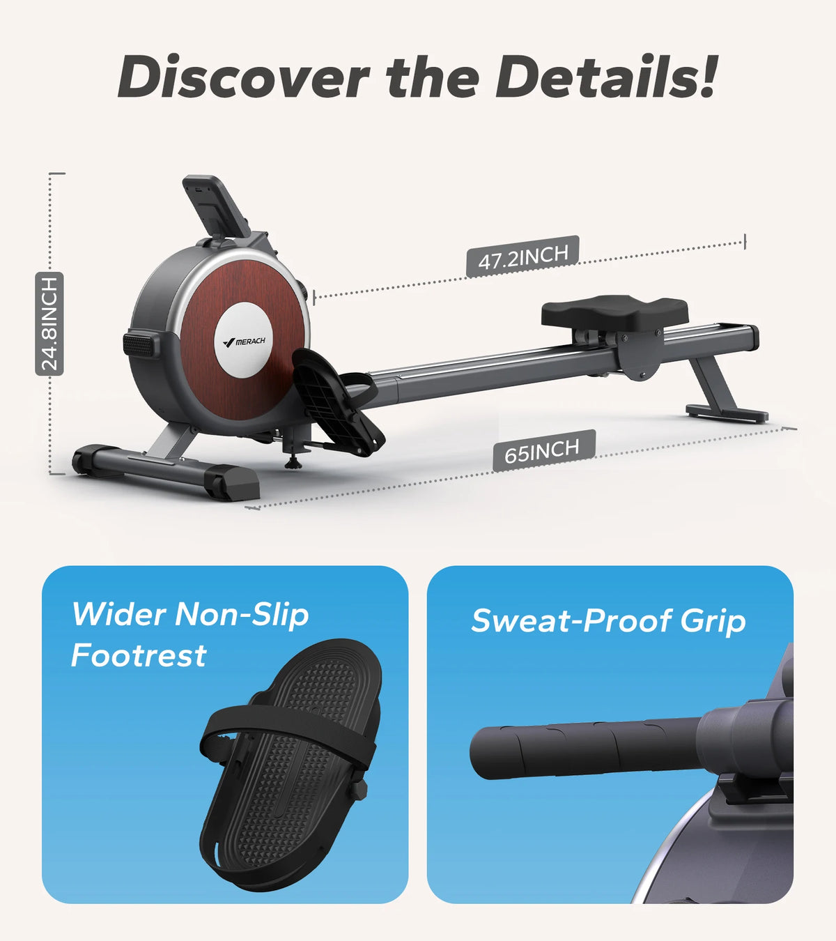 Merach Magnetic Rowing Machine With Dual Slide Rail System