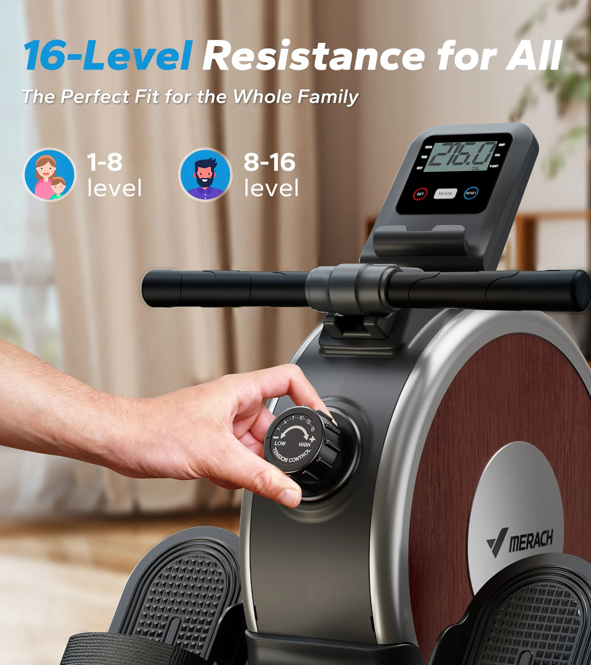 Merach Magnetic Rowing Machine With Dual Slide Rail System
