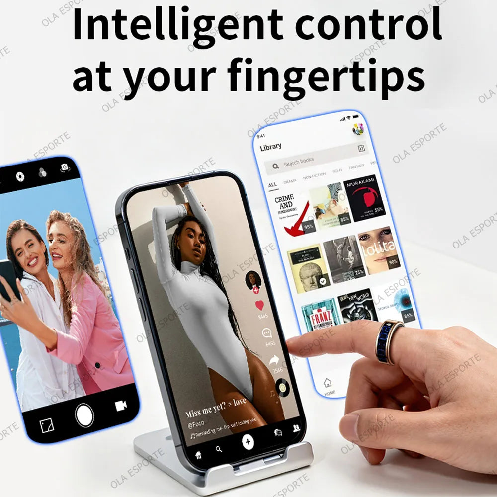 Smart Ring With Led Display Heart Rate Blood Oxygen Monitor