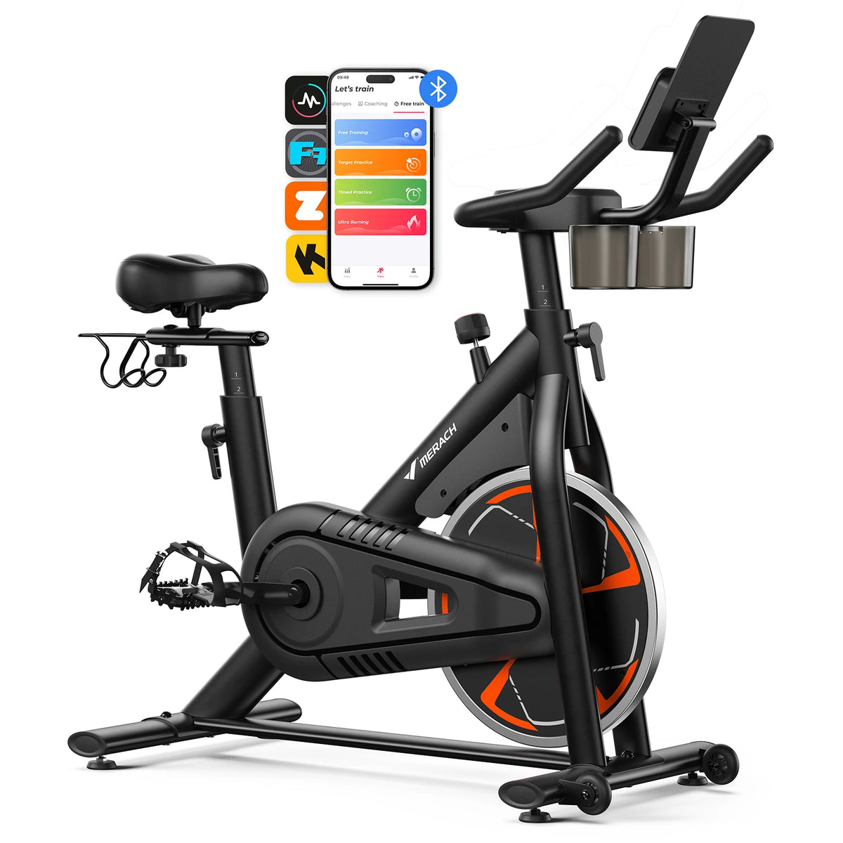 Merach Magnetic Exercise Bike With Bluetooth And Comfortable Seating