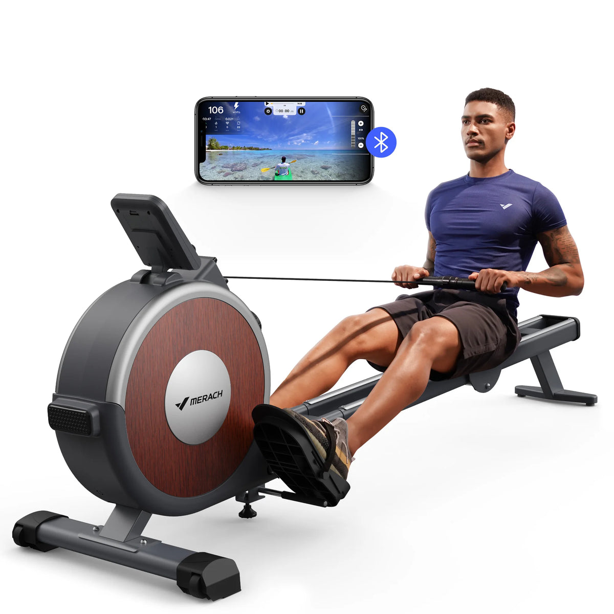 Merach Magnetic Rowing Machine With Dual Slide Rail System