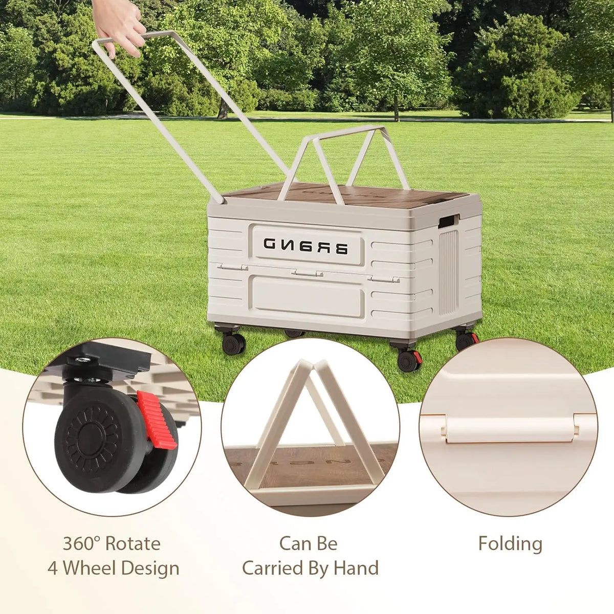 Premium Foldable Storage Cart With Silent Rotating Wheels For Camping