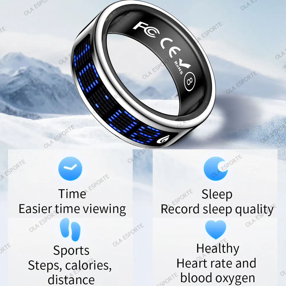 Smart Ring With Led Display Heart Rate Blood Oxygen Monitor