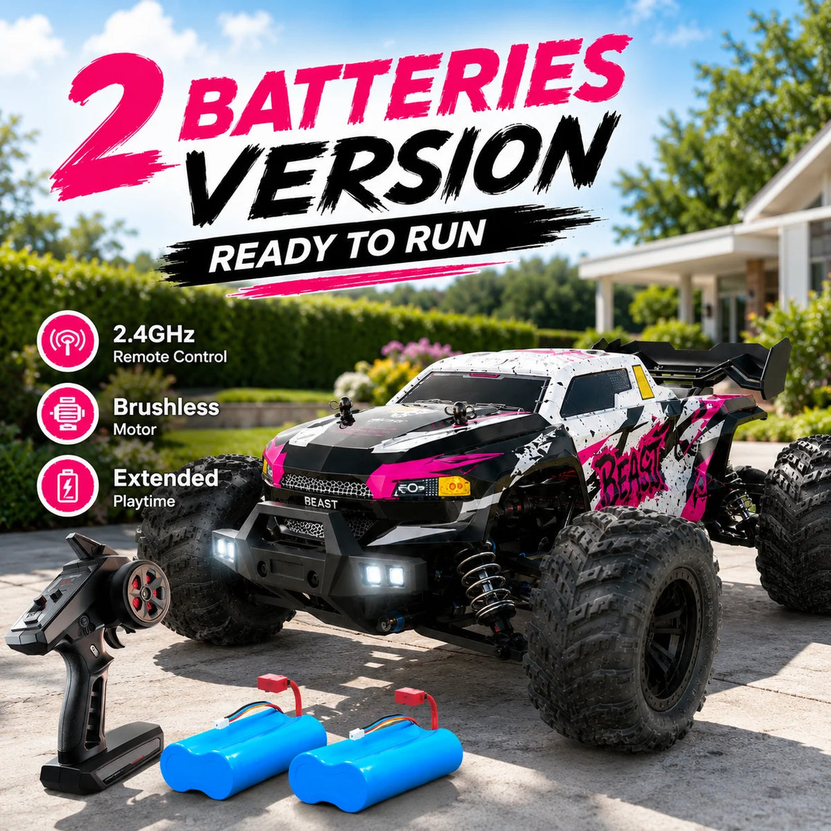ZNLYRION 4WD Off Road RC Monster Truck with LED Headlights