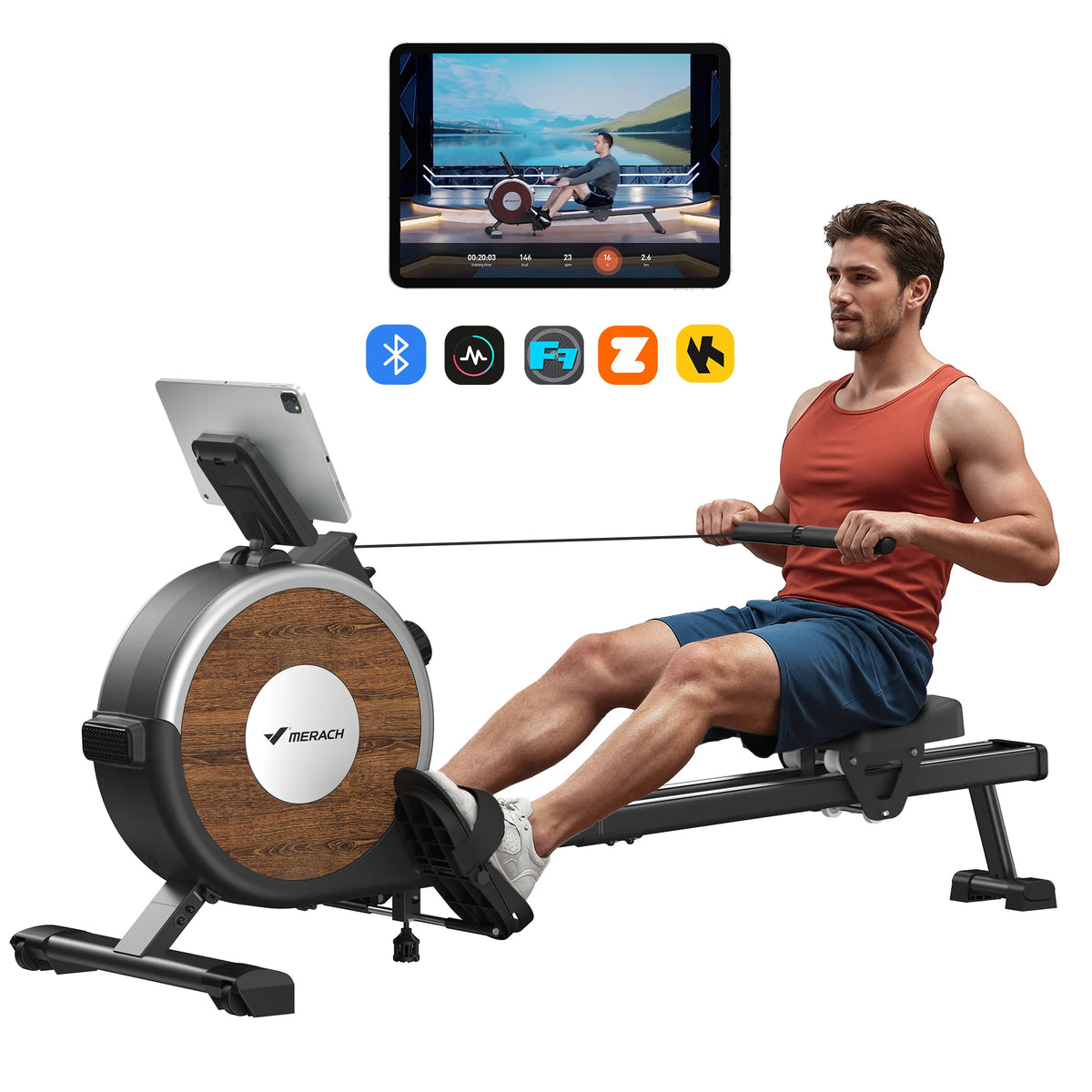 Merach Magnetic Rowing Machine With Dual Slide Rail System