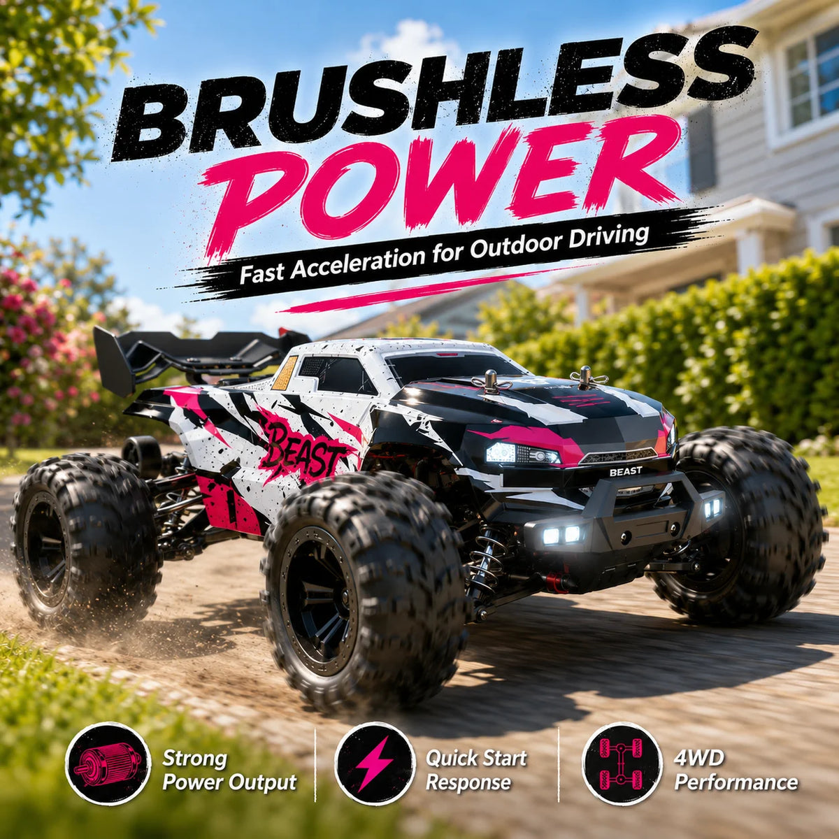 ZNLYRION 4WD Off Road RC Monster Truck with LED Headlights