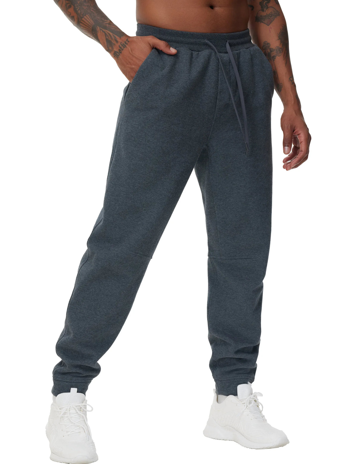 THE GYM PEOPLE Men's Fleece Workout Sweatpants Drawstring Tapered Running Lounge Jogger Pants with Pockets