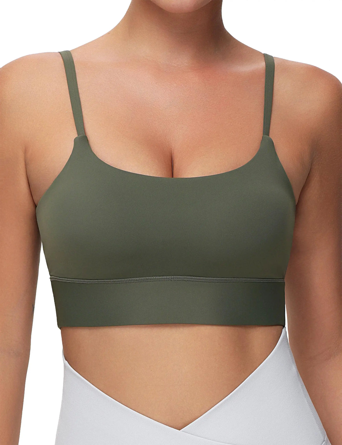 THE GYM PEOPLE Women's Adjustable Longline Sports Bras Scoop Neck Padded Wireless Workout Yoga Tops