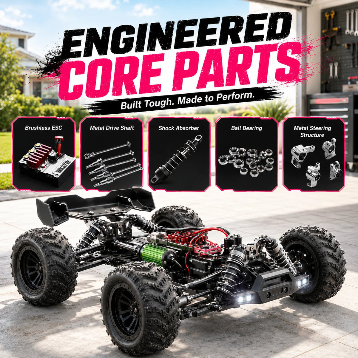 ZNLYRION 4WD Off Road RC Monster Truck with LED Headlights