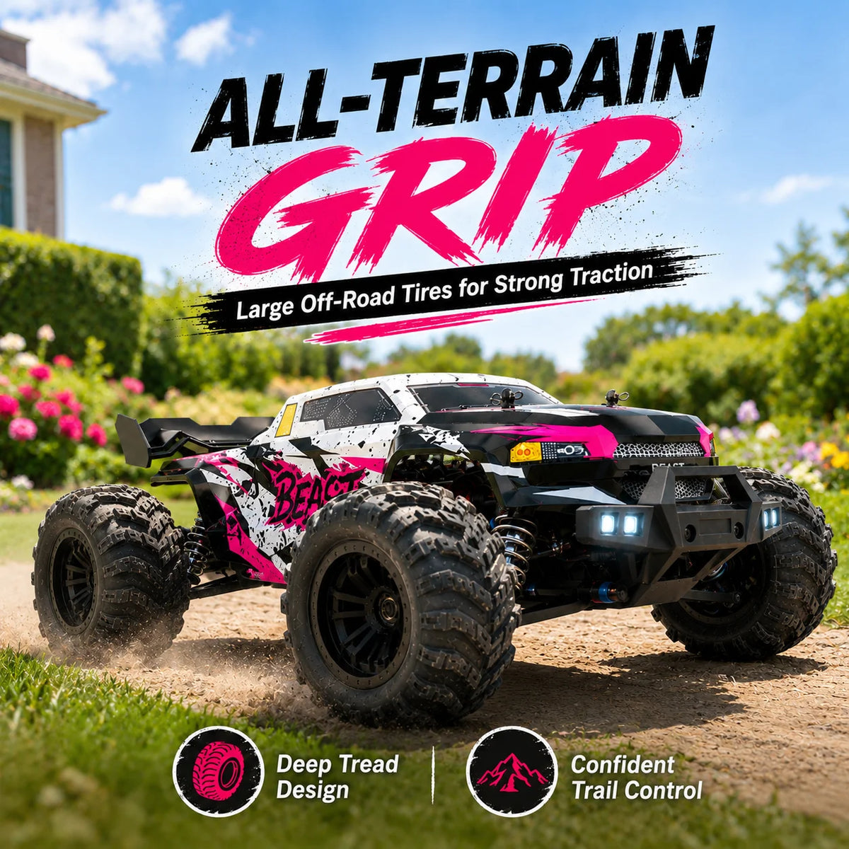 ZNLYRION 4WD Off Road RC Monster Truck with LED Headlights