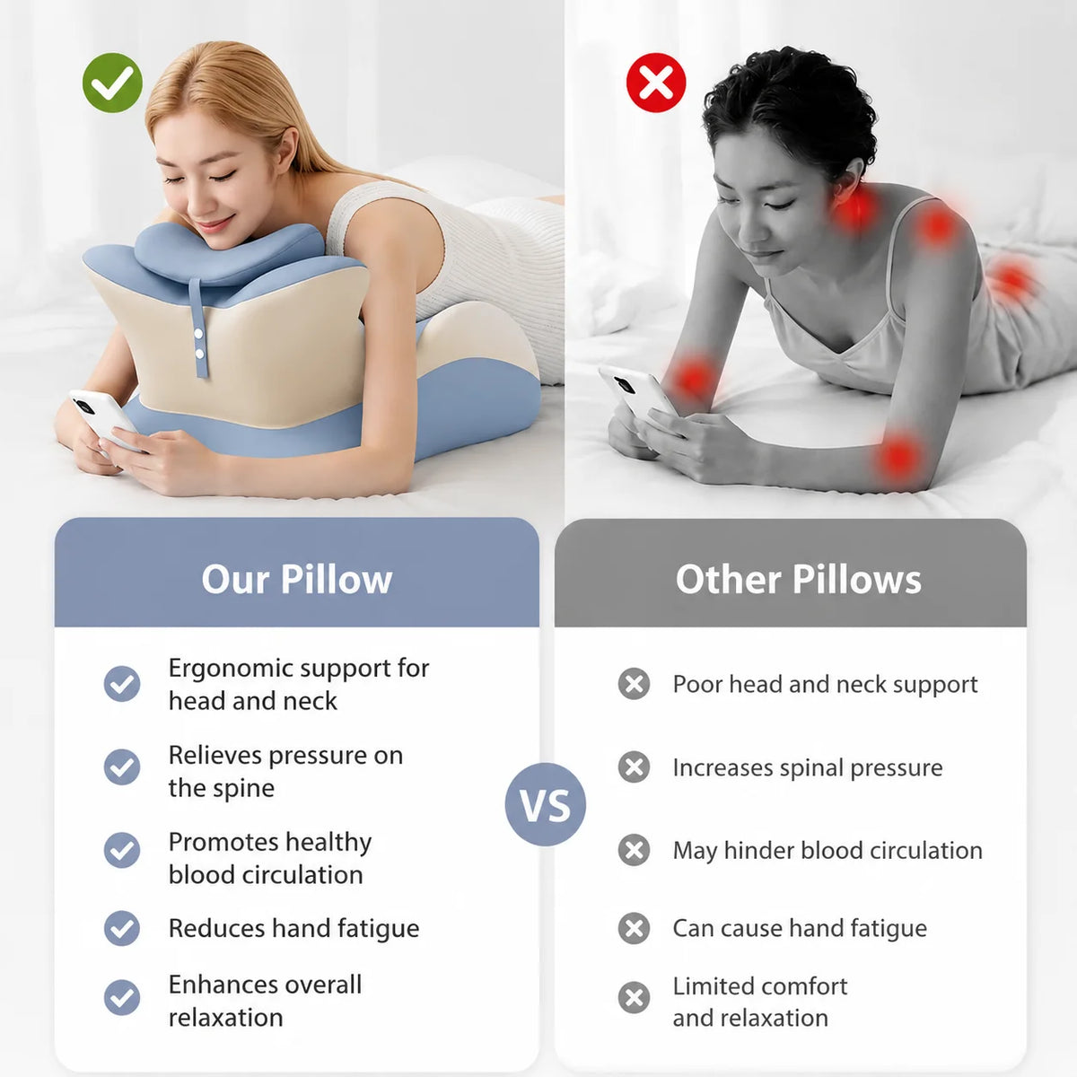 Memory Foam Prone Reading Pillow With Removable Headrest And Support