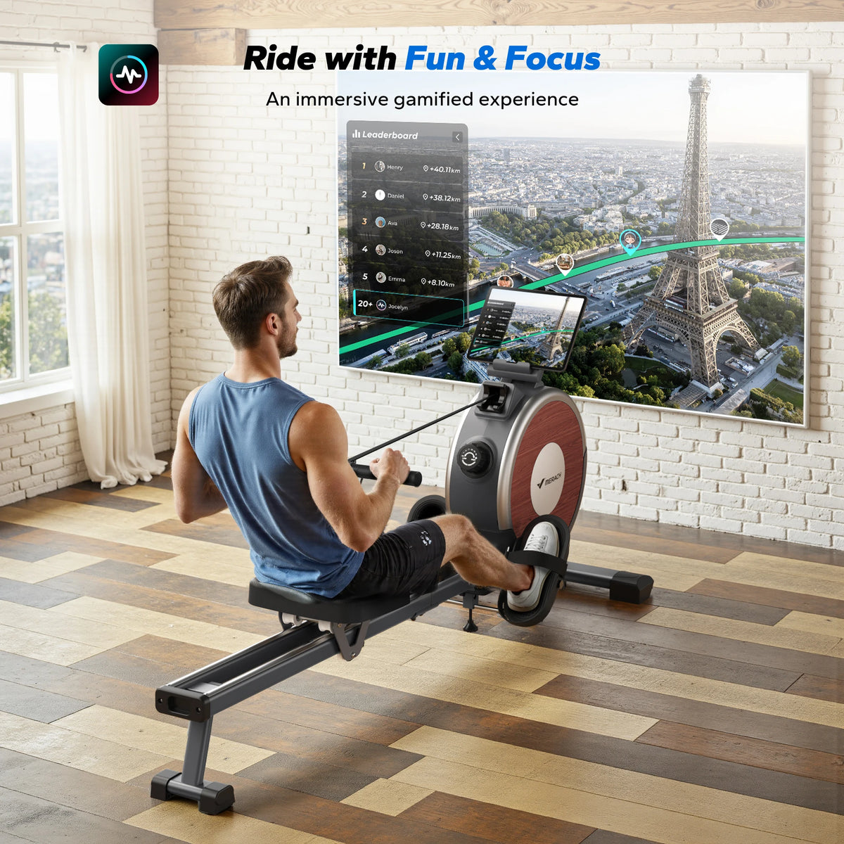 Merach Magnetic Rowing Machine With Dual Slide Rail System