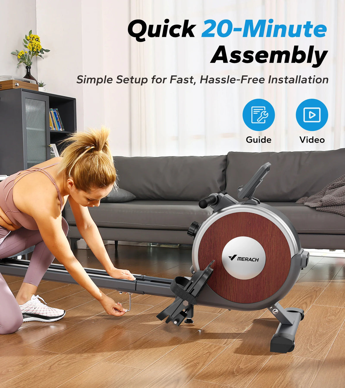 Merach Magnetic Rowing Machine With Dual Slide Rail System