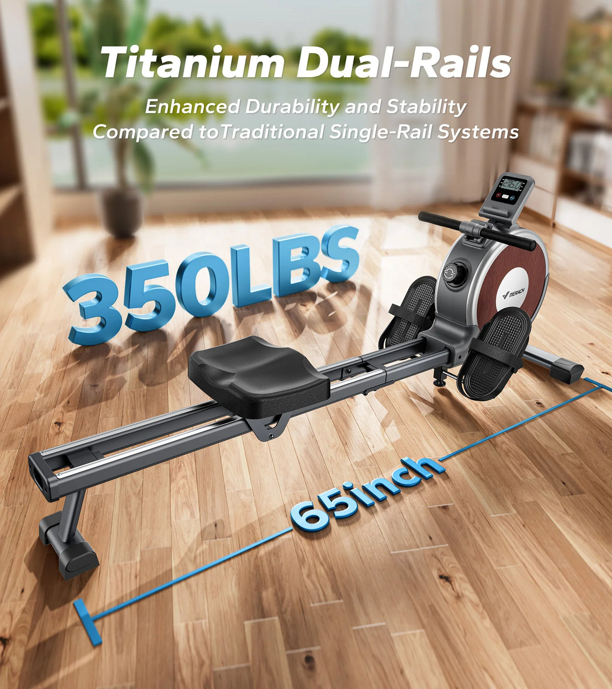 Merach Magnetic Rowing Machine With Dual Slide Rail System