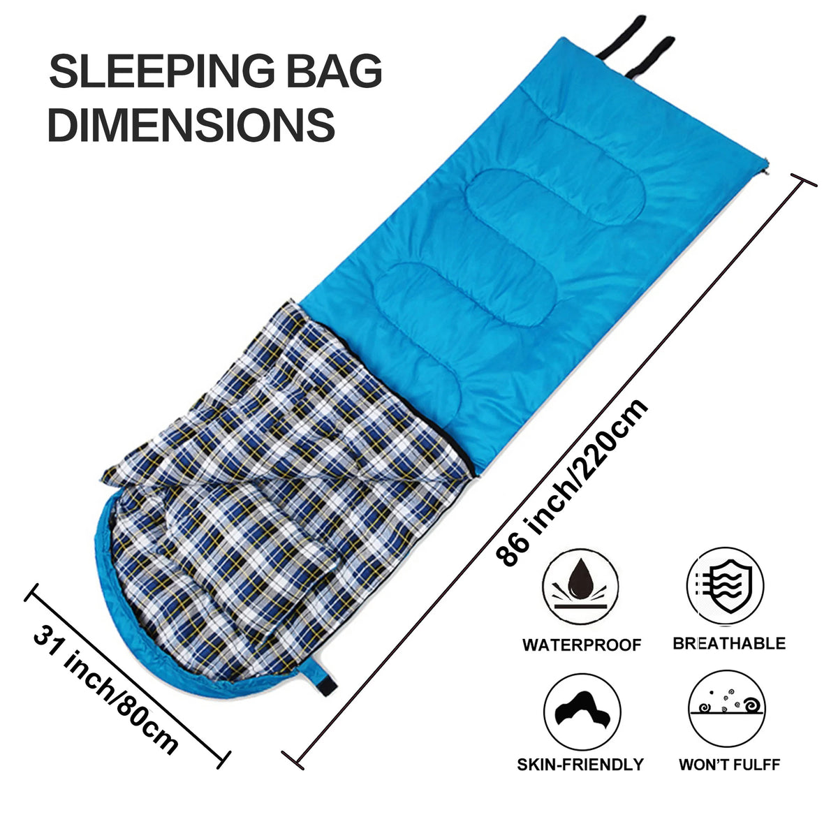 Desert&Fox Soft Flannel Sleeping Bag With Pillow Winter Camping Hiking