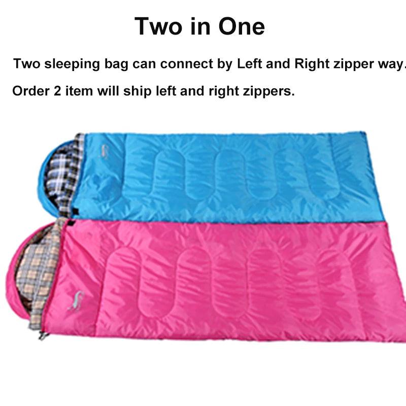 Desert&Fox Soft Flannel Sleeping Bag With Pillow Winter Camping Hiking