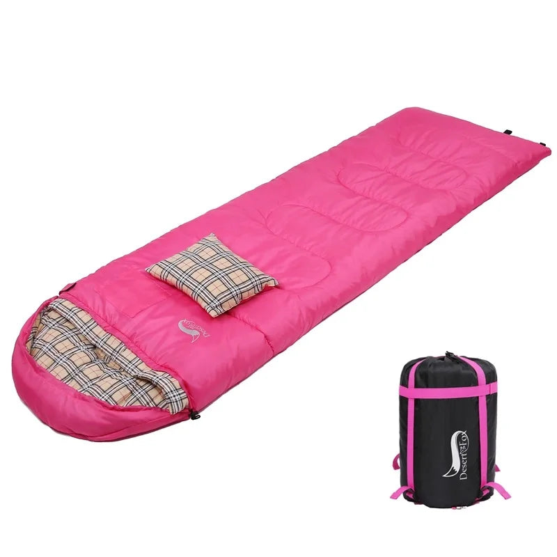 Desert&Fox Soft Flannel Sleeping Bag With Pillow Winter Camping Hiking