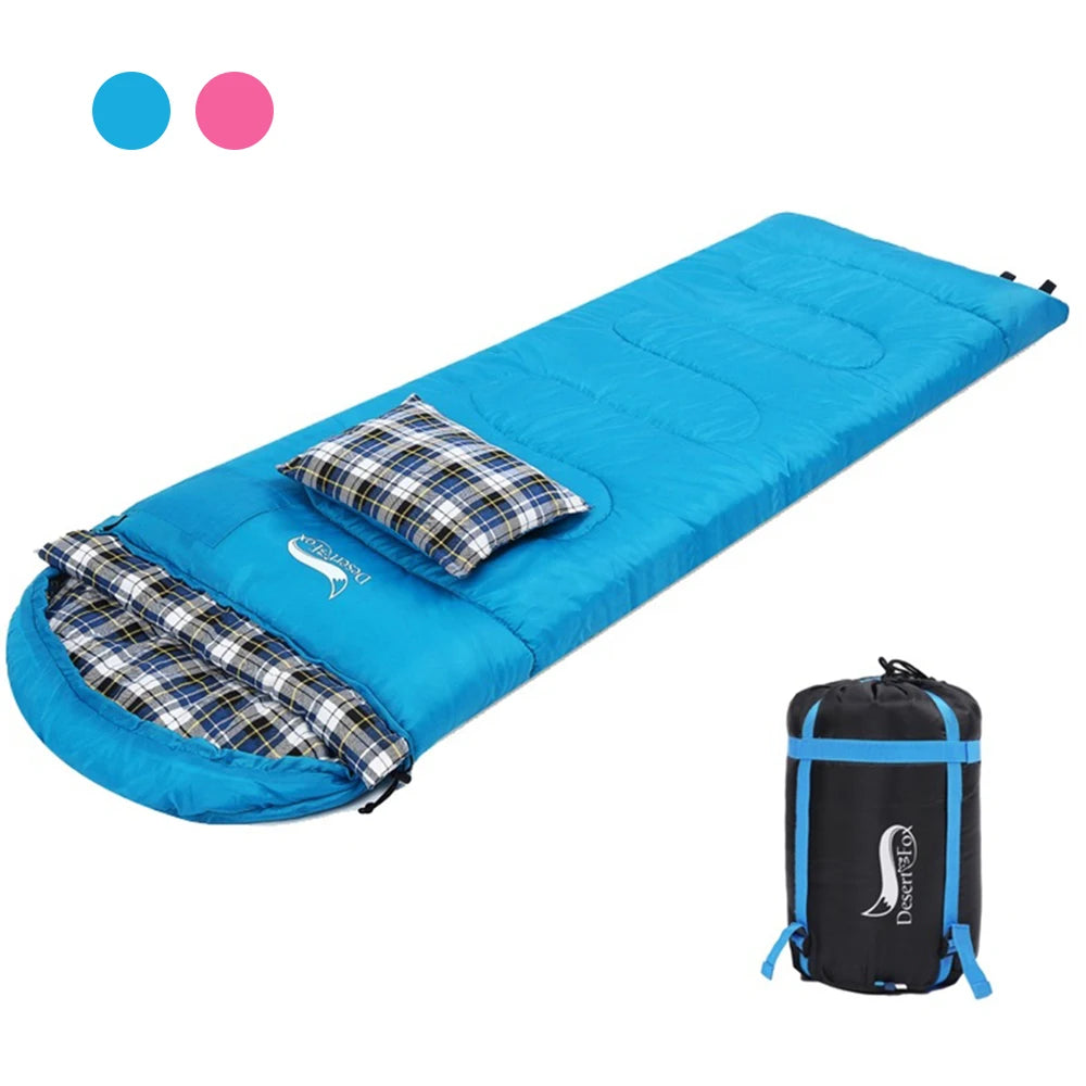 Desert&Fox Soft Flannel Sleeping Bag With Pillow Winter Camping Hiking