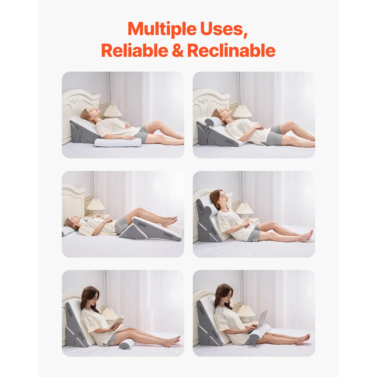 SucceBuy Adjustable Orthopedic Bed Wedge Pillow for Pain Relief