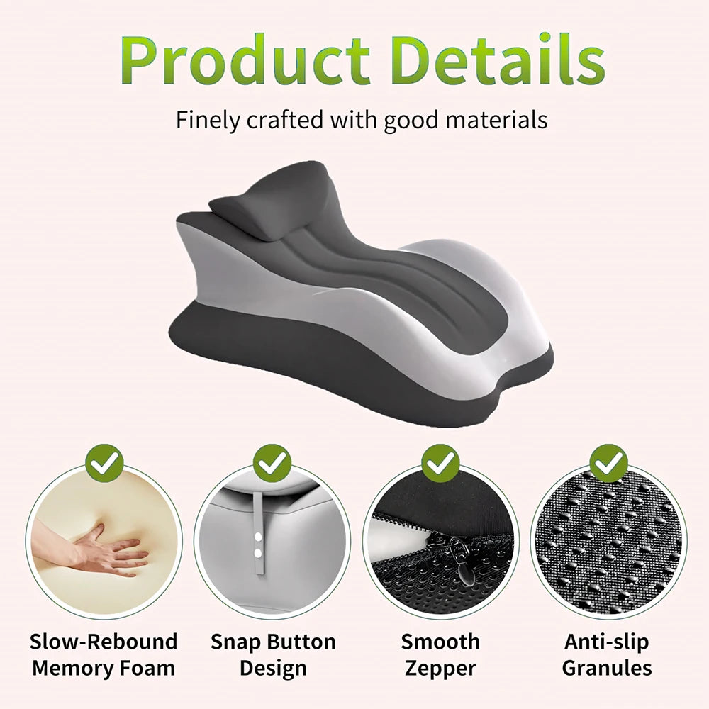 Ergonomic Memory Foam Prone Reading Pillow With Removable Headrest