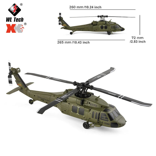 WLtoys K170 UH-60L RC Helicopter With Gyroscope And LED Lights