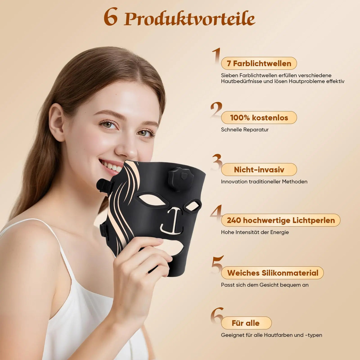 UBilli LED Facial Mask For Skin Therapy And Wrinkle Reduction