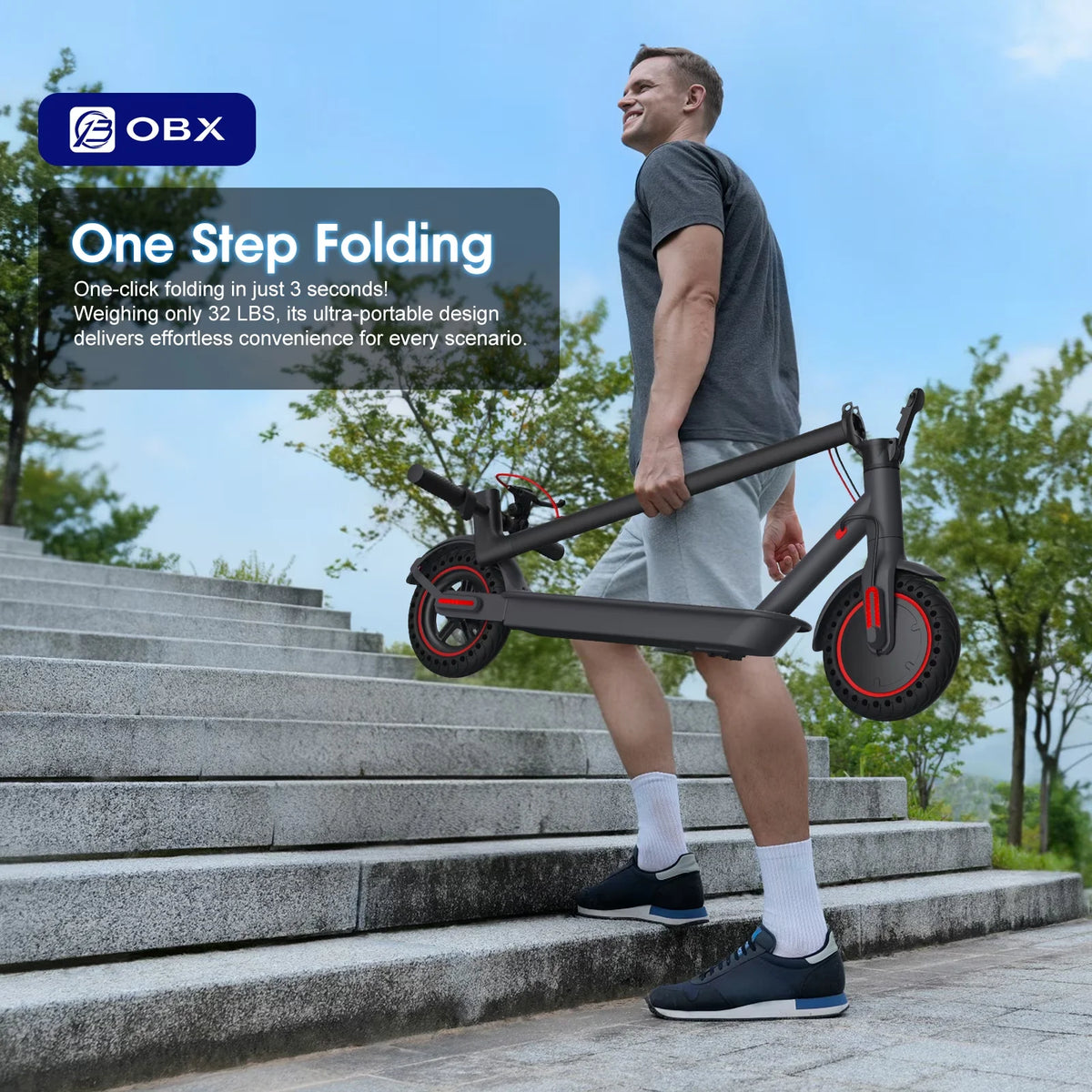 OBX Foldable Electric Scooter 350W Motor With 16 Mile Range