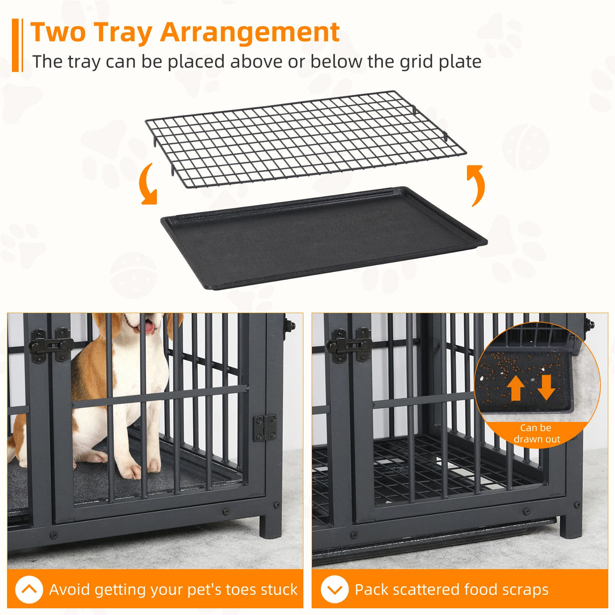 Furniture Style Metal And Wood Dog Crate With Three Doors