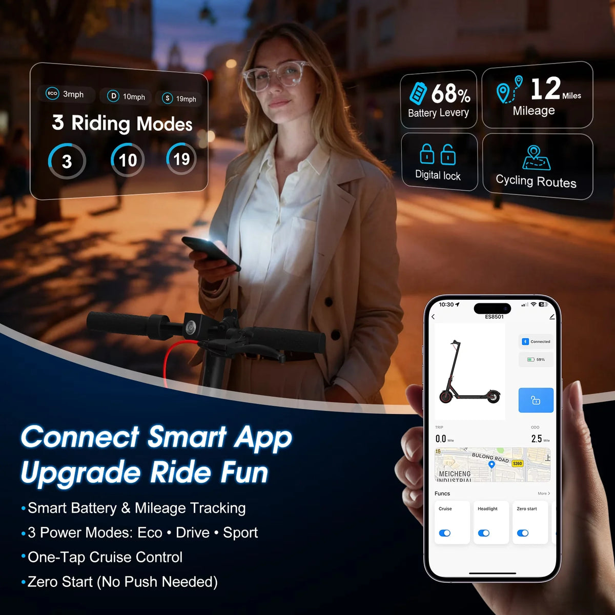 OBX Foldable Electric Scooter 350W Motor With 16 Mile Range