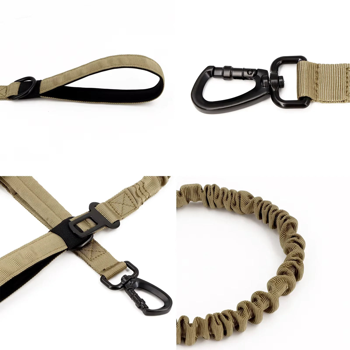 Adjustable Tactical Nylon Dog Leash With Dual Quick Release Handles