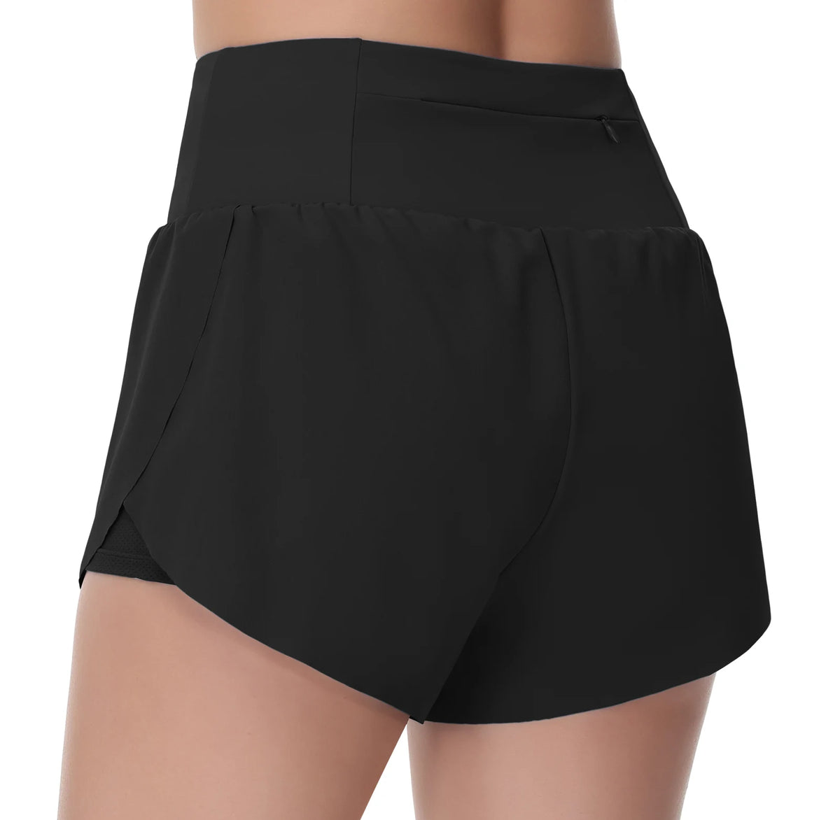 THE GYM PEOPLE Women’s Quick Dry Running Shorts Mesh Liner High Waisted Tennis Workout Shorts Zipper Pockets