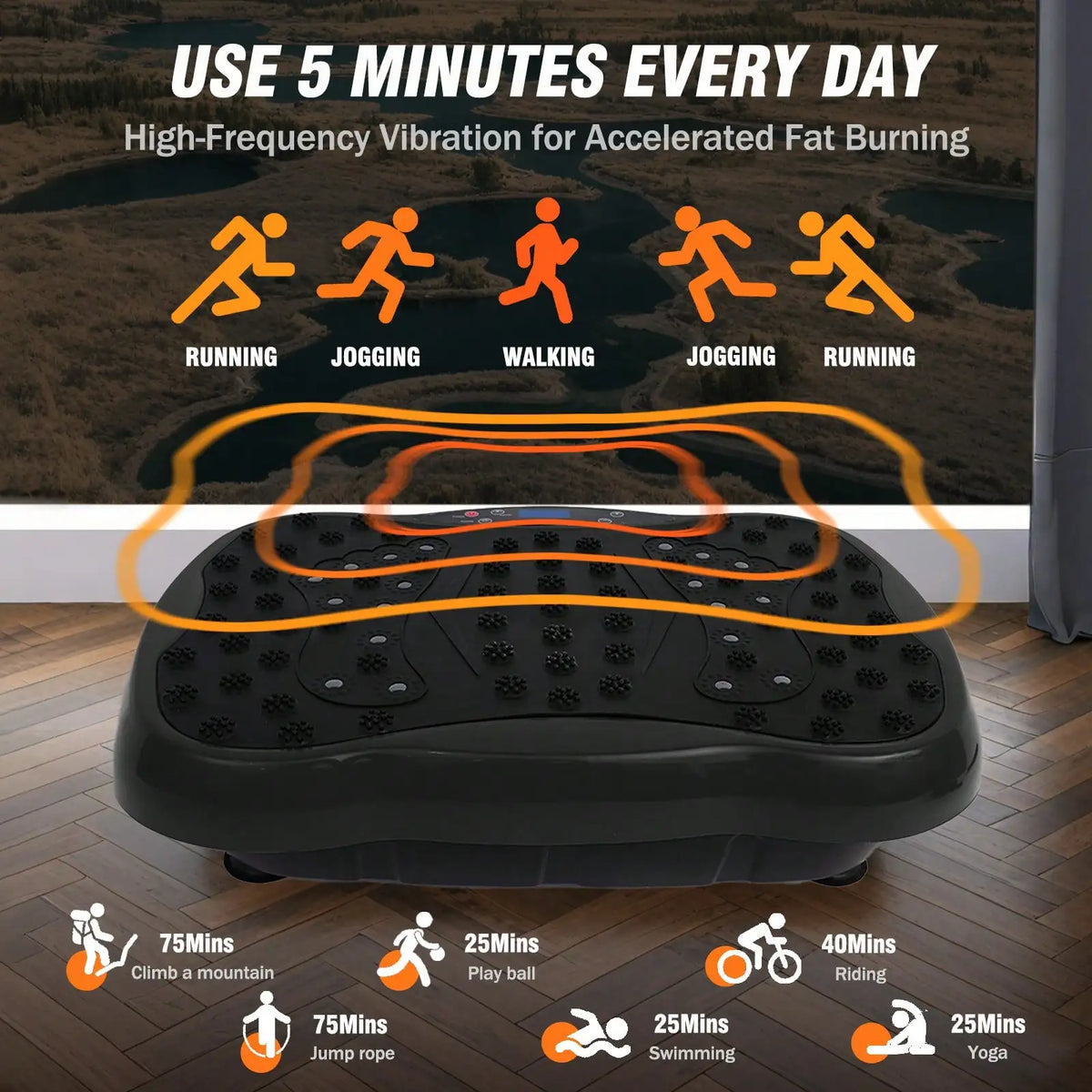 Vibration Plate Fitness Platform Exercise Machine Vibrating Lymphatic Drainage Shaking Full Body Shaker Workout Vibrate Stand Shake Board Sport Gym For Weight Loss Fat Burner For Women Men