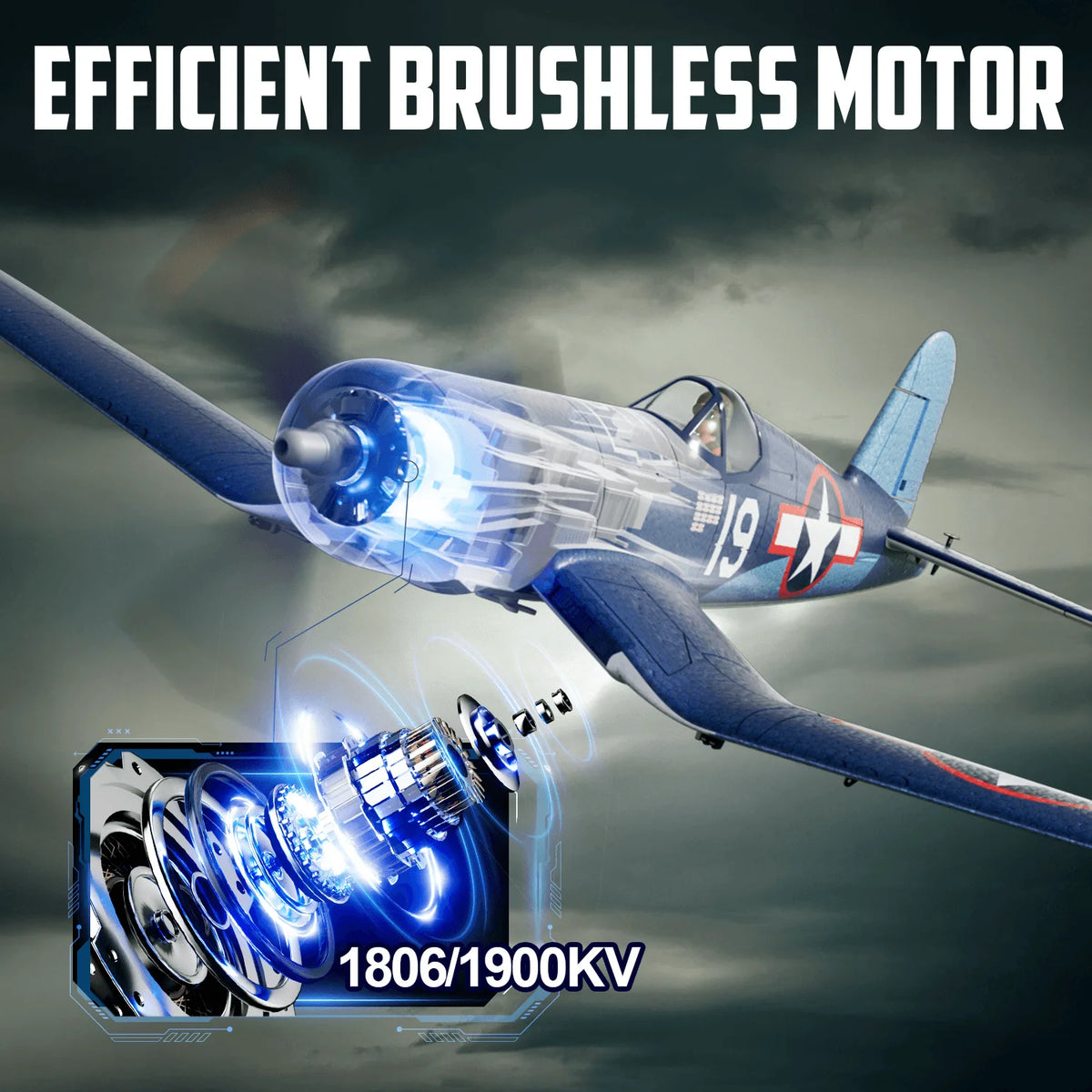 Volantexrc F4U Corsair Brushless RC Plane With One Key Aerobatics