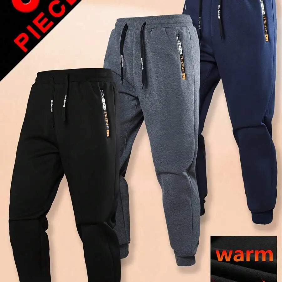 Warm Fleece Lined Mens Casual Jogger Pants Set Of Three